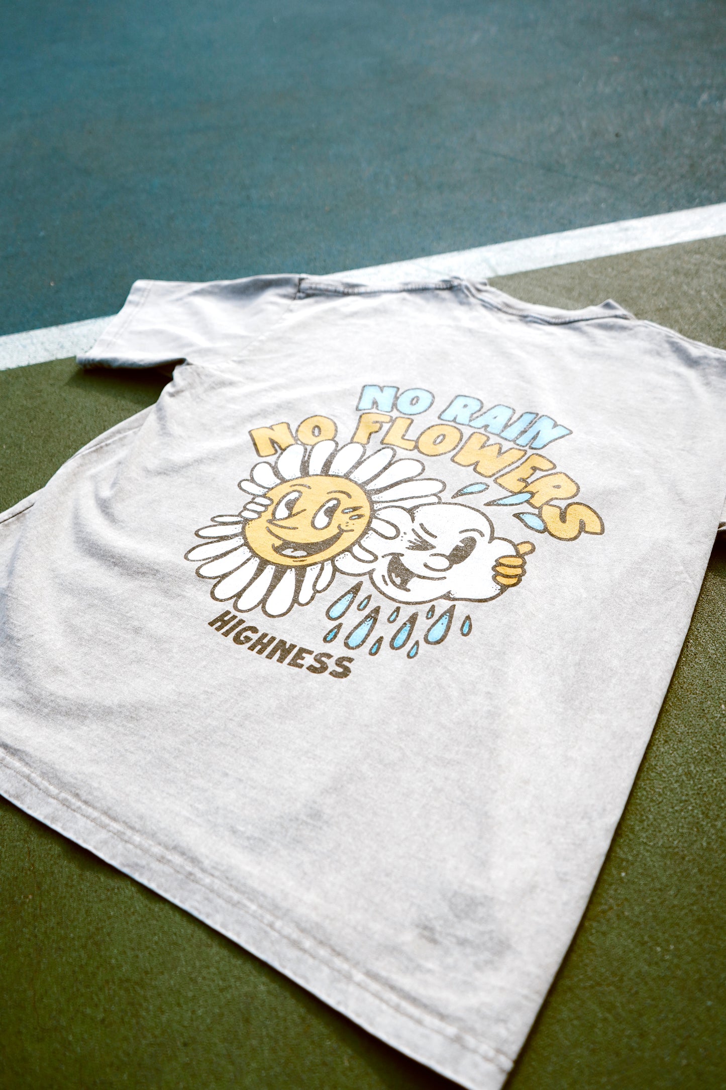 PUBLIC VARIANT (RAIN & FLOWERS EDITION )Acid Wash Oversize T-Shirt